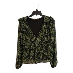Miami Black and Green Floral Blouse